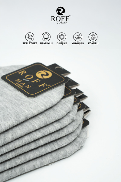 ROFF ÇORAP Roff Cotton Men's Ballerina Socks Seamless Invisible Anti-Slip Silicone Pack of 9