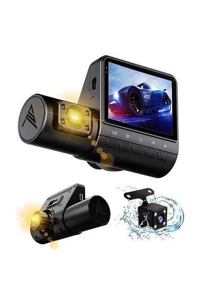 Blasko Camera Auto DVR, 3 Lentile, Full HD 1080 P, Night Vision, 170°, G-Sensor