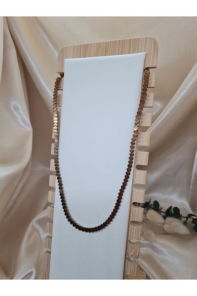 ZEYM COLLECTION Heart Shaped Hematite Natural Stone Chain Necklace |   Gold Color