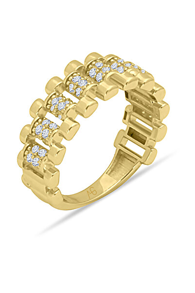 Aslı Gold Altın Blok Taşlı Kombin Yüzük (YZK1258)