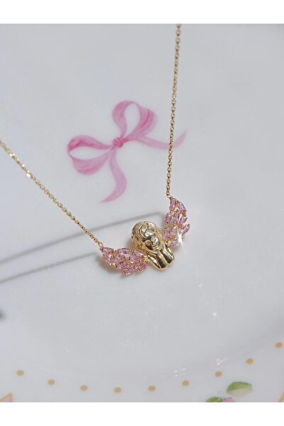 Reorah Collection Pink Diamond Angel 925 Gümüş Kolye