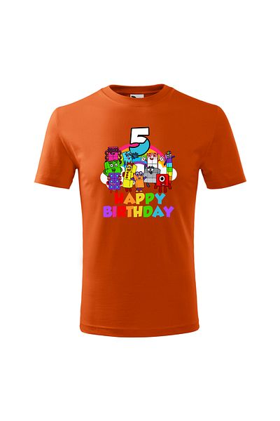 Malfini Tricou personalizat, "Numberblocks - Happy Birthday ", 5 ani,