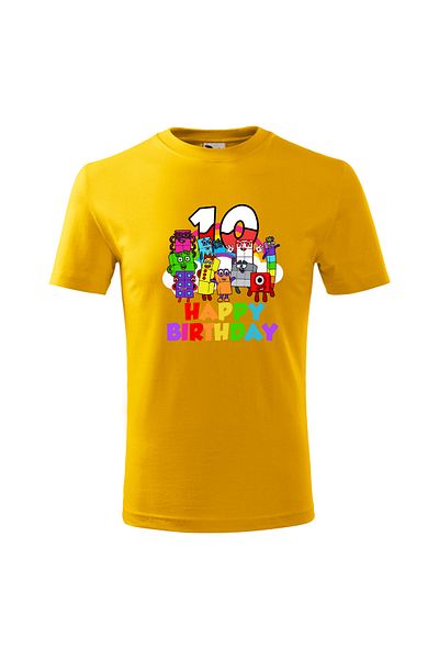 Malfini Tricou personalizat, "Numberblocks - Happy Birthday ", 10 ani
