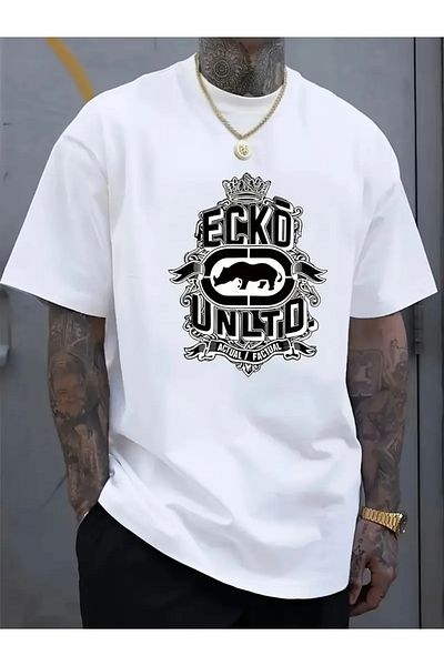 FUFLUNS Ecko Unltd Printed Oversize Circle Neck T-Shirt