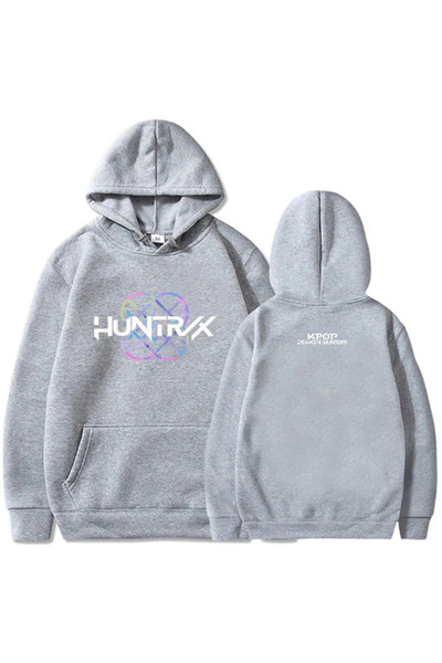 Tarzsokak فيلم هوديي بشعار KPop Demon Hunters Huntrix باللون الرمادي، كازا