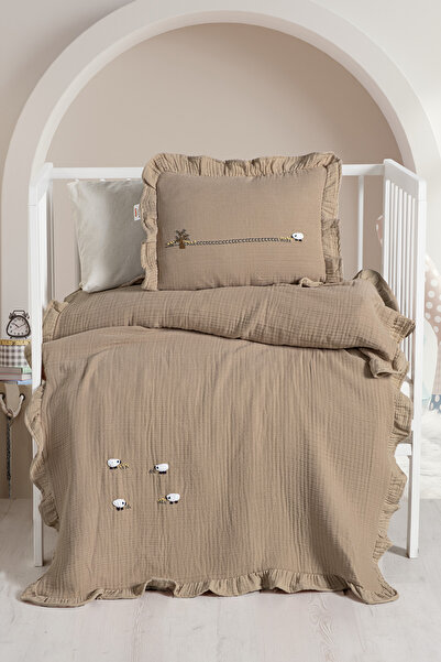 Kanz Handmade Bebek 4 Kat %100 Pamuk Fırfırlı Müslin Örtü Seti - Wooly