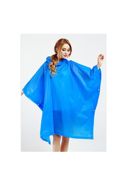 Flippy Raincoat, Flippy, for Adults, EVA, Poncho Type, Waterproof, Windproof, Side Snaps, 160 g, Blue