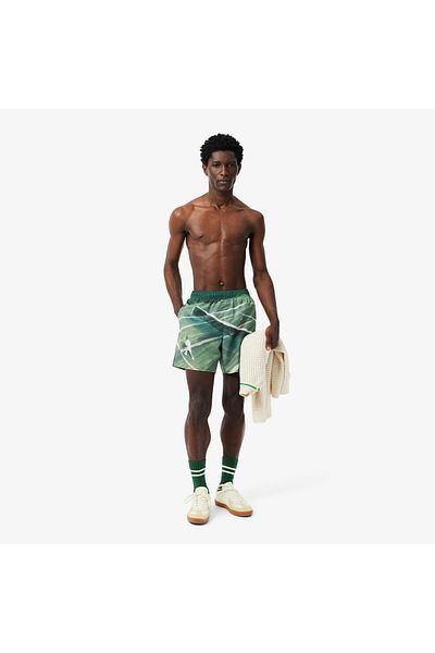 Lacoste Mid Length Quick-Dry Swim Trunks - MH2126-00-132