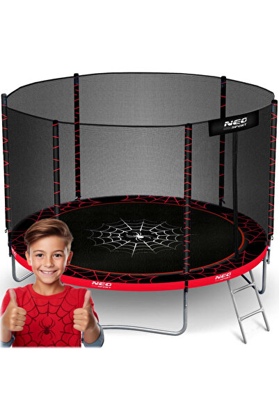 Neo-Sport Trambulina de gradina pentru copii Spider 183cm 6ft, cu Scara si Plasa exterioara, Stalpi