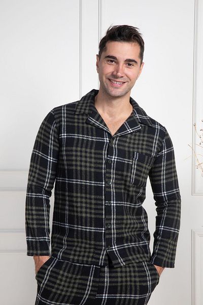 Mavelle Men's Plaid Large Size Winter Bottom Top Pajamas Suit 2950