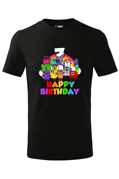 Malfini Tricou personalizat, "Numberblocks - Happy Birthday ", 7 ani