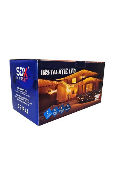 SDX Market Instalație de iluminat tip ghirlandă, 10m, 30 becuri LED ovale, lumină caldă, 220V, IP44, pentru terasă/grădină