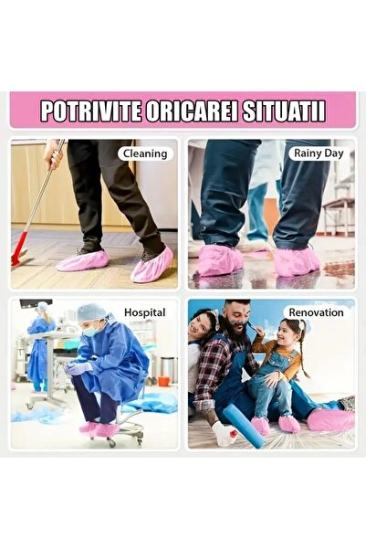 Flippy Set 100 Disposable Waterproof Shoe Covers Flippy, Universal, Pink