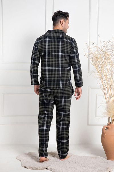 Mavelle Men's Plaid Large Size Winter Bottom Top Pajamas Suit 2950