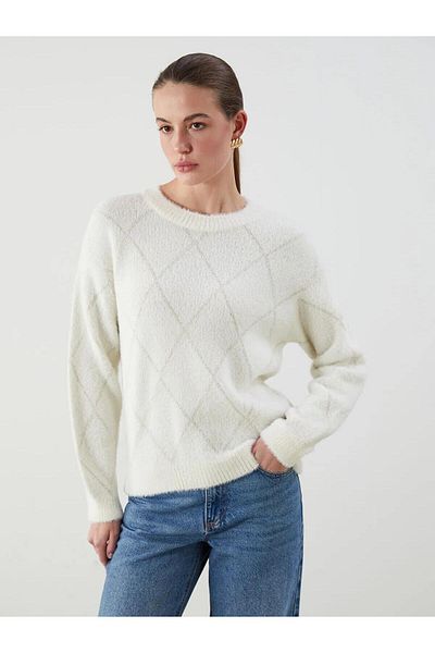 LC Waikiki LCWAIKIKI Pulover de tricotaj pentru femei cu model clasic cu gâtul rotund (W5)