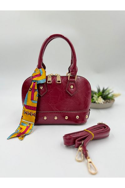 AVİVAB Aviva Scarf Detailed Zenna Women's Hand and Shoulder Bag – Crocodile & Wrinkled Patent Leather