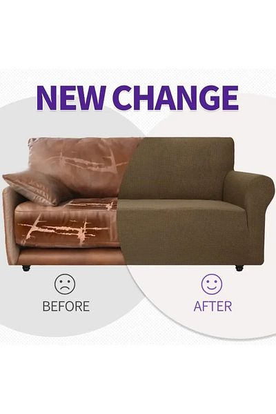 Arzuyum Brick Pattern 3-Seat Sofa Cover 3-Seater Sofa Cover Elastic Flexible