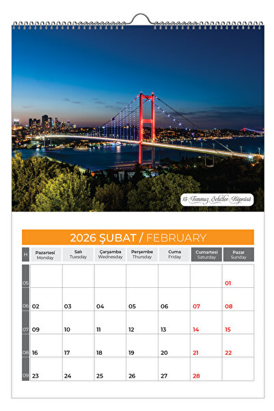 NATURELBASIM 2026 İSTANBUL MANZARA DUVAR TAKVİMİ-PLANLAMA SEÇENEĞİ İLE