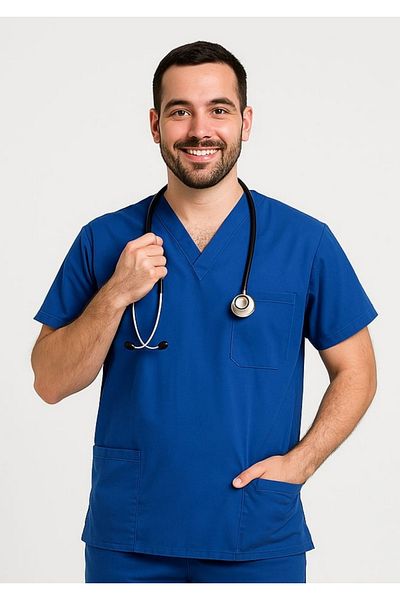 PIQUE NURSE JERSEY TOP UItralycra Spaniard Doctor Hem?ire Jersey Top Scrubs Ομοιόμορφο χειρουργικό μπλουζάκι