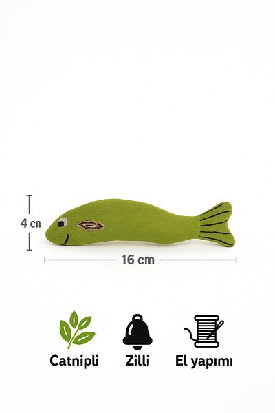 Lazy Paws Cat Toy Interactive with Catnip and Bell, Stress Reliever, Relaxing Playmate - Green Fish