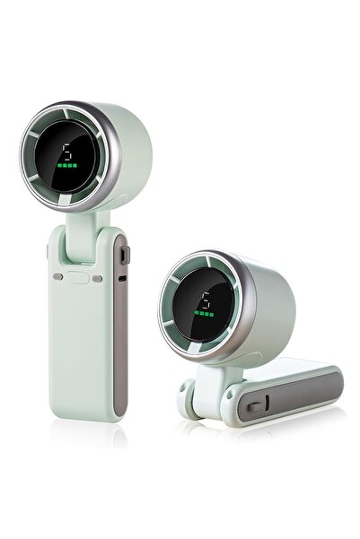 Flippy Mini Portable Fan Flippy, 5-Speed, Digital Display, USB-C Charging, 5.95 x 5.2 x 17.2 cm, Green