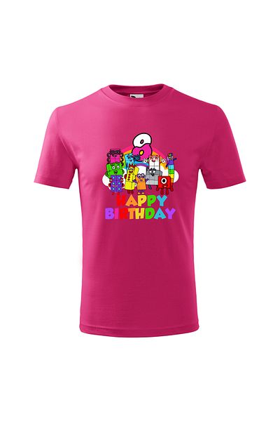 Malfini Tricou personalizat, "Numberblocks - Happy Birthday ", 8 ani