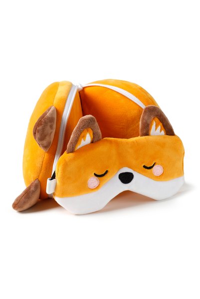 Relaxeazzz Çocuk Seyahat Yastığı ve Göz Maskesi-Adoramals Finnick the Fox