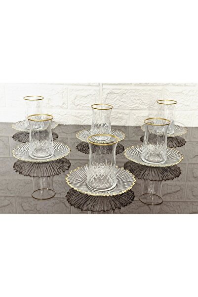 atabey home طقم شاي مكون من 6 أشخاص، 6 أكواب، 6 أطباق، وأكواب شاي أودين مع تف...