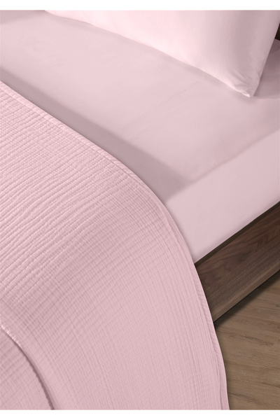 Evim 100% Natural Cotton 4 Layer Muslin Luxury Single Pique Set Pink 160X230Cm