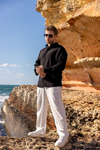 MAXIMILLIAN New Season Men's Loose Cut Summer Shirt Black