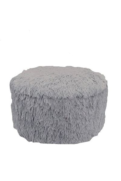 OEM Puf decorativ gonflabil Shaggy gri deschis