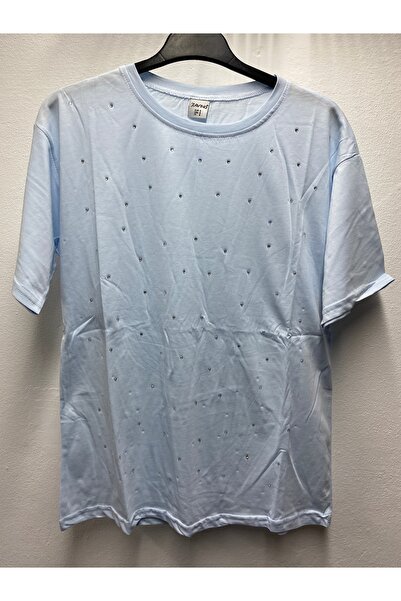 Şen تي شيرت صيفي بأكمام قصيرة مطبوع عليه حجر ليكرا للأم الشابة من القطن الممشط