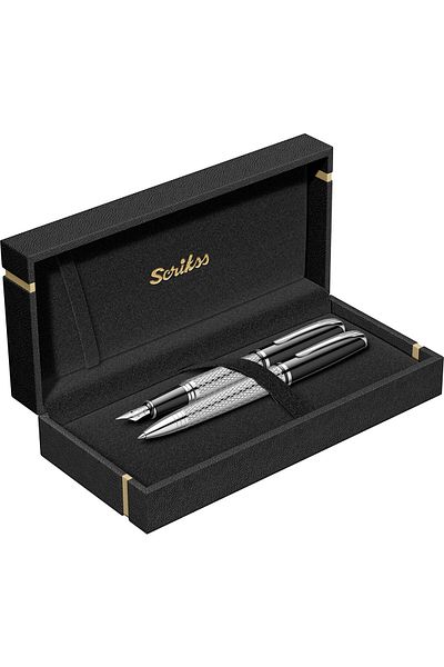 Scrikss 477 Fountain Pen + Ballpen Double Set (Lifetime Warranty-Luxury Boxed)