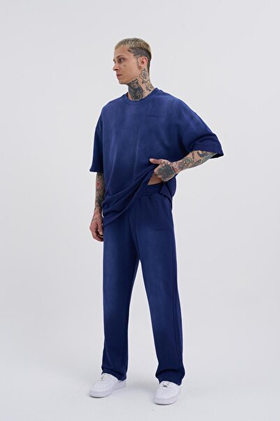 Machinist Ανδρικό ειδικό πλενόμενο φαρδύ παντελόνι σε μπλε ναυτικό χρώμα