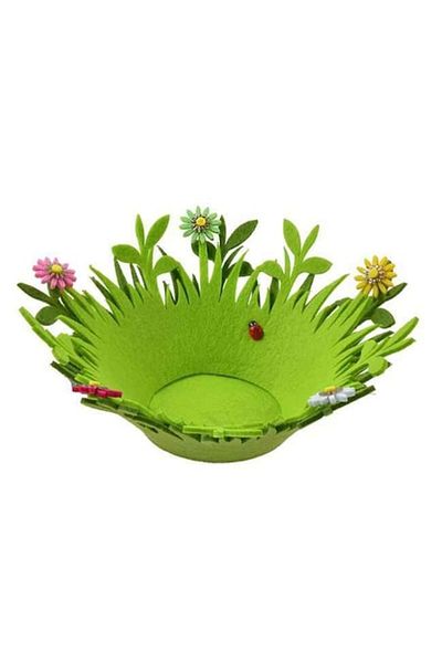 OEM Cos Decorativ de Paste din Pasla Verde cu Flori Buburuza