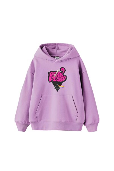 Bak Moda Hanorac mov oversize pentru femei cu imprimeu Pink Floyd