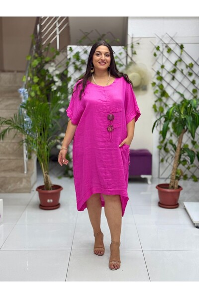 Punta Otantik N231344 Italian Linen Dress Pink