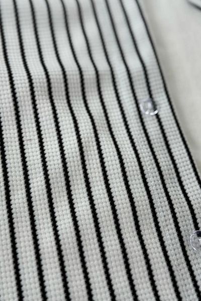 Ferhatlı Men's Waffle Shirt Short Sleeve Cotton Fabric Striped Seasonal Lycra Oversize