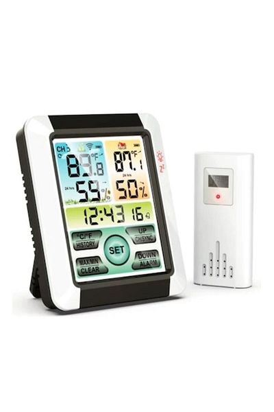 Danex Higrometru/termometru de interior și exterior, contor digital de temperatură și umiditate cu senzor, LCD D