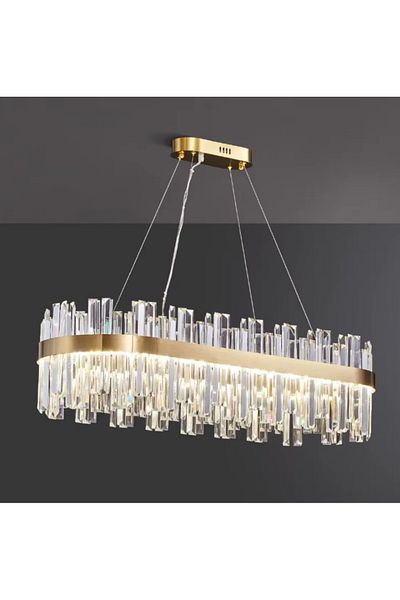 LUXXO Candelabru LED Chloe Long M, 80W, tricolor, decorațiuni din cristal, 80x40x25cm