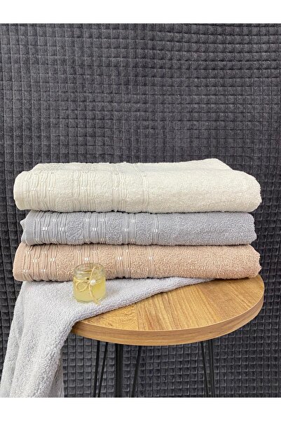 Teksev Pearl Pattern 3-Piece Bath Towel Set – 100X150 cm 100% Cotton, Soft Textured, Patterned.