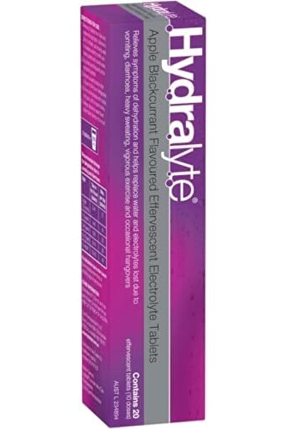 HYDRALYTE Effervescent Electrolyte Tablets, Apple and Blackcurrant Flavor, 20 Servings