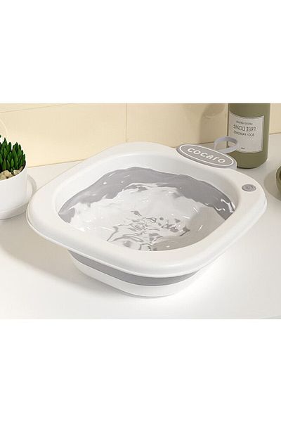Flippy Lavoar pliabil, Flippy, pentru copii 1-8 ani, 28.5x28.5x10 cm, PE+PP, 3.5l, gri