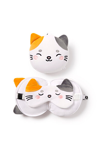 Relaxeazzz وسادة سفر للأطفال وقناع للعين - Adoramals Pets Lola the Cat