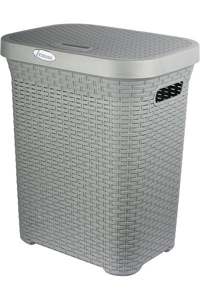 NEXTBRIDGE - LAUNDRY BASKET WITH LID - GREY 50 LTR CAPACITY