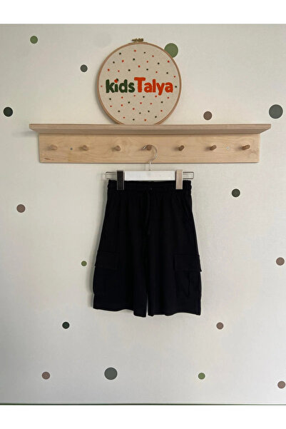 kidstalya شورت قطن ممشط أسود
