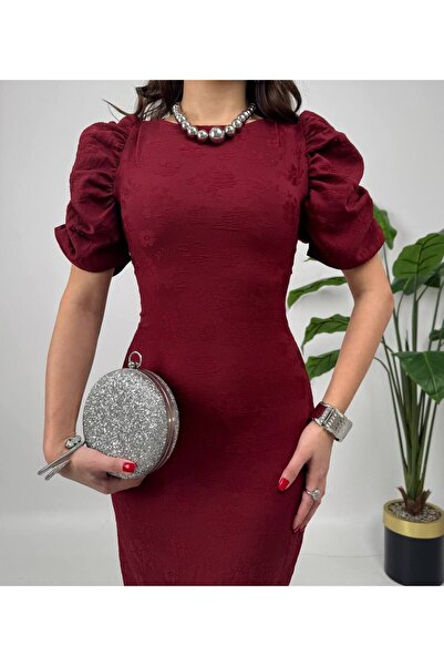 Fade kabartma polyester elbise