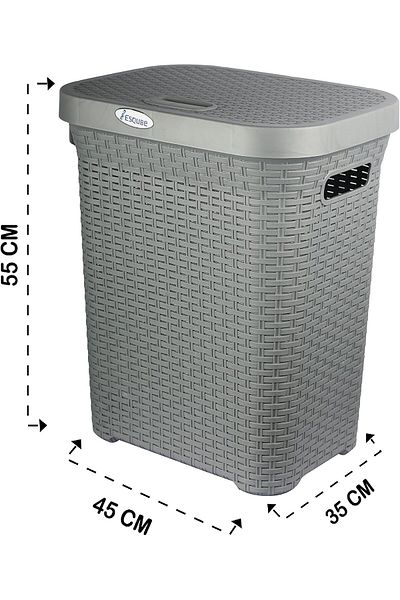 NEXTBRIDGE - LAUNDRY BASKET WITH LID - GREY 50 LTR CAPACITY