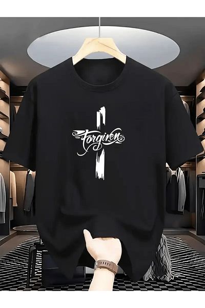 FUFLUNS Forgiven Printed Oversize Circle Neck T-Shirt