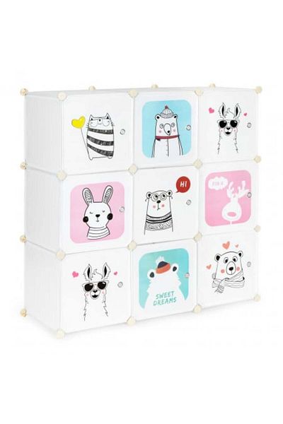 Modern home Organizator modular pentru garderobă, ModernHome, 9 sertare modulare, polipropilenă, cadru metalic, alb